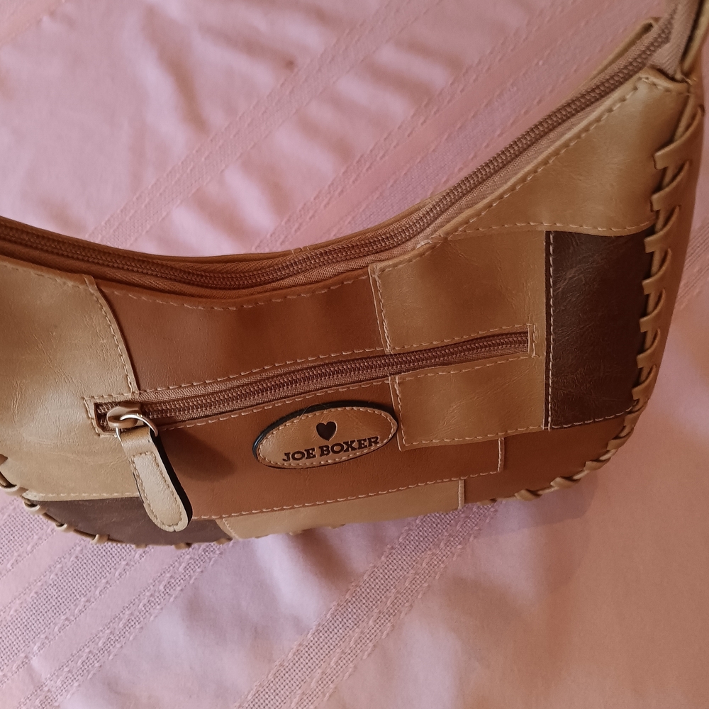 Joe Boxer Tan Patchwork Shoulder Bag - Picture 5 of 7